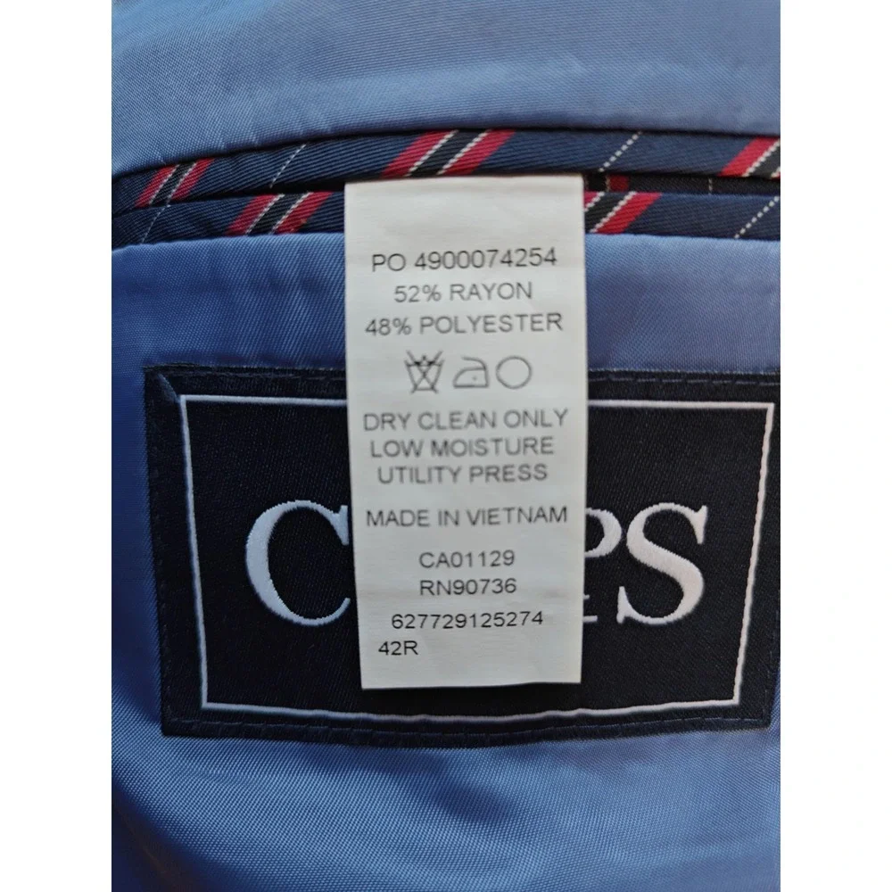 Chaps Mens Blazer Sports Coat 42R Charcoal Gray 2 Button Single Breasted Regular